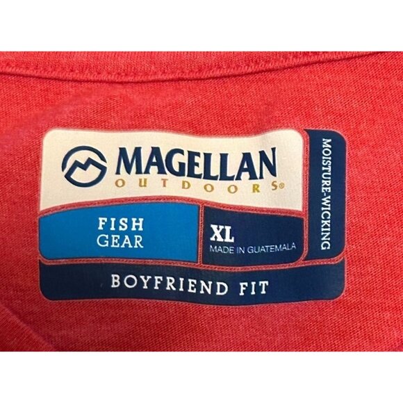 Magellan Outdoors Fish Gear Red Long-Sleeved Shirt Boyfriend Fit Women's Size XL - Picture 4 of 16